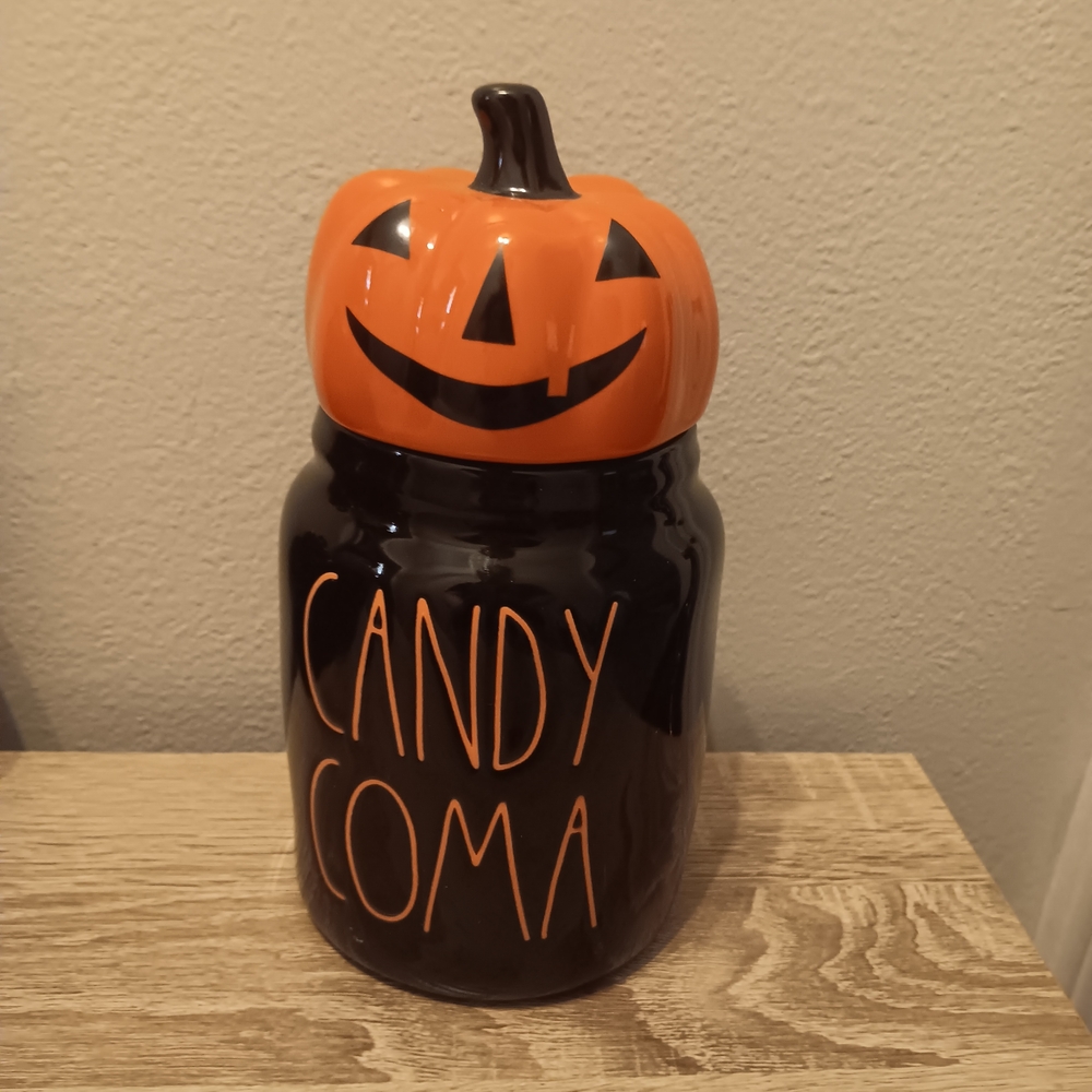 Halloween Pumpkin Candy Jar - Black and Orange